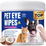 Dog Eye Wipes, Tear Stain Remover for All Dogs & Cats – Hypoallergenic & Deodorizing Eye Wipes for Dogs, Pet Eye Cleaner Wipes with Enzymes for Discharge, Crust, Mucus & Debris, Coconut (100 Ct)