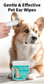 Ear Cleaner Finger Wipes for Dogs & Cats,50 Counts Pet Ear Wipes,Pet Ear Cleaner Finger Wipes to Remove Wax, Dirt, Relieve Ear Itching & Inflammation for Dogs & Cats - Image 2
