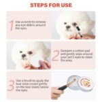 Tear Stain Remover Kit for Dogs & Cats with Tear Stain Comb, Tear Stain Balm, Eye Cotton Pads, Pro Powder Brush Gently Remove Tear Stain, Eye Debris, Discharge, Mucus Secretions - Image 4