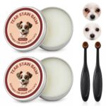 2 Pcs Tear Stain Remover Balm for Dogs & Cats with Pro Powder Brush, Gently Removes Eye Gunk & Stains – Great for White Dogs, Daily Eye Cleaning, Mild Formula