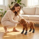 Anti-Slip Dog Socks with Adjustable Velcro, Non-Slip Grip Paw Protector for Indoor Floors & Outdoor Walks, Soft Breathable Pet Booties with Reflective Strips for Small Medium Large Dogs & Senior Pets - Yellow - Size XL - Image 6