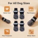 Anti-Slip Dog Socks with Adjustable Velcro, Non-Slip Grip Paw Protector for Indoor Floors & Outdoor Walks, Soft Breathable Pet Booties with Reflective Strips for Small Medium Large Dogs & Senior Pets - Yellow - Size XL - Image 7