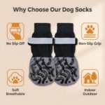 Anti-Slip Dog Socks with Adjustable Velcro, Non-Slip Grip Paw Protector for Indoor Floors & Outdoor Walks, Soft Breathable Pet Booties with Reflective Strips for Small Medium Large Dogs & Senior Pets - Yellow - Size XL - Image 10