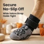 Anti-Slip Dog Socks with Adjustable Velcro, Non-Slip Grip Paw Protector for Indoor Floors & Outdoor Walks, Soft Breathable Pet Booties with Reflective Strips for Small Medium Large Dogs & Senior Pets - Yellow - Size XS - Image 4