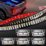 Tailgate Light Bar 60 Inch Triple Row Tail light bar for Pickup Trailer SUV RV VAN Full Function Red Brake White Reverse Amber Turn Signal double flash Light No Drill Install (60inch)