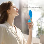 Handhold Battery Powered Personal Water Spray Fan-Blue/Pink - Blue - Image 2