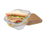 2 Pcs Bamboo?Cover Food Containers – Medium  & Large, Clear Glass, Plastic?Free - Image 2