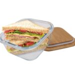 Medium Bamboo Food Container – Clear Glass with Bamboo Lid