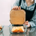 Medium Bamboo Food Container – Clear Glass with Bamboo Lid - Image 3