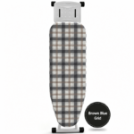 Ironing Board Cover with Heat Resistant Cotton Pad, Non-Fade Thick Replacement Fabric Cover, Elastic Drawstring, Fit 90×30cm Ironing Board, Breathable Heat-Proof Iron Table Cloth Brown and blue check