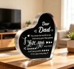 Heart-Shaped Acrylic Dad Plaque, Dear Dad Keepsake Desk Decoration and Gift from Daughter or Son for Father's Day, Birthday or Anniversary - Image 3