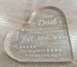 Heart-Shaped Acrylic Dad Plaque, Dear Dad Keepsake Desk Decoration and Gift from Daughter or Son for Father's Day, Birthday or Anniversary - Image 4