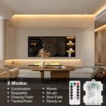 Battery Operated Warm White LED Strip Lights with Remote Control, 8 Modes, Dimmable Timer and Cuttable Self-Adhesive Backing - Image 2
