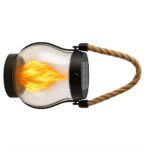 Solar and USB Rechargeable LED Flame Lantern with Rope Handle, 1500 mAh Battery and IP65 Waterproof Design for Gardens and Patios - Image 2