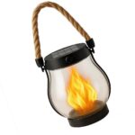 Solar and USB Rechargeable LED Flame Lantern with Rope Handle, 1500 mAh Battery and IP65 Waterproof Design for Gardens and Patios - Image 3