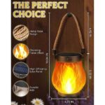 Solar and USB Rechargeable LED Flame Lantern with Rope Handle, 1500 mAh Battery and IP65 Waterproof Design for Gardens and Patios - Image 5