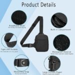 Waterproof Oxford Sling Bag with Adjustable Shoulder Strap and Zipped Pockets for Travel, Hiking, Cycling and Everyday Carry, Black - Image 2