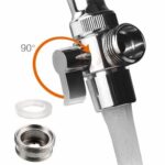 3-Way Kitchen Faucet Diverter Valve with 90 Degree Handle, M22 x M24 Thread Connection for Taps, Showers and Water Outlets, Chrome - Image 8