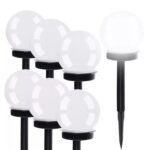 6 Pack Solar Powered Garden Stake Lights with Automatic Dusk to Dawn Sensor, IP44 Weatherproof Path Lighting, Cool White, 35 cm
