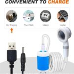 Rechargeable Portable Camping Shower Pump with 2 m Hose, 4000 mAh Battery and 2 Water Flow Modes for Travel, Pets and Car Washing - Image 4