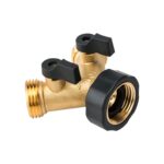 Brass Garden Hose Y Splitter with 2 Shut-Off Valves, 3/4 Inch Threaded Dual Outlet Tap Connector for Watering and Car Washing - Image 2