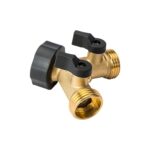 Brass Garden Hose Y Splitter with 2 Shut-Off Valves, 3/4 Inch Threaded Dual Outlet Tap Connector for Watering and Car Washing - Image 3