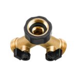 Brass Garden Hose Y Splitter with 2 Shut-Off Valves, 3/4 Inch Threaded Dual Outlet Tap Connector for Watering and Car Washing - Image 4