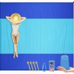 Waterproof Sandproof Beach Mat with 210T Polyester Fabric for Travel, Camping and Picnics, Fits up to 5 Adults, Blue, 200 x 210 cm
