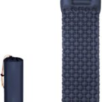 Ultralight Inflatable Camping Sleeping Pad with Built-In Pillow, Waterproof TPU Coating and Compact Pack Size, Blue, 190 x 60 x 5 cm