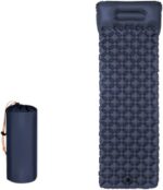 Ultralight Inflatable Camping Sleeping Pad with Built-In Pillow, Waterproof TPU Coating and Compact Pack Size, Blue, 190 x 60 x 5 cm