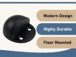 2 Pack Stainless Steel Door Stops with Rubber Buffers, Self-Adhesive or Screw Mount Wall Protectors, Matte Black, 4.8 x 2.5 cm - Image 5