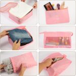 7 Piece Travel Packing Cube Set with Lightweight Waterproof Nylon Organisers for Carry-On Luggage, Holidays and Business Trips, Pink - Image 4