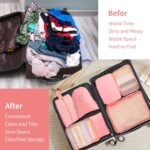 7 Piece Travel Packing Cube Set with Lightweight Waterproof Nylon Organisers for Carry-On Luggage, Holidays and Business Trips, Pink - Image 6