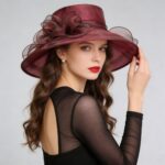 Women's Foldable Organza Wide Brim Sun Hat with Breathable Mesh Design for Beach, Travel and Garden Wear, Khaki, 56-58 cm - Image 2