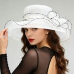 Women's Foldable Organza Wide Brim Sun Hat with Breathable Mesh Design for Beach, Travel and Garden Wear, Beige, 56-58 cm - Image 2