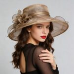 Women's Foldable Organza Wide Brim Sun Hat with Breathable Mesh Design for Beach, Travel and Garden Wear, Beige, 56-58 cm - Image 6