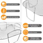 Square Stainless Steel Air Fryer Basket Rack with Raised Mesh Base for Crisp Cooking, Roasting and Baking, Silver, 20 x 20 x 9 cm - Image 2