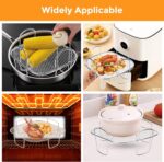 Square Stainless Steel Air Fryer Basket Rack with Raised Mesh Base for Crisp Cooking, Roasting and Baking, Silver, 20 x 20 x 9 cm - Image 4