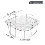 Square Stainless Steel Air Fryer Basket Rack with Raised Mesh Base for Crisp Cooking, Roasting and Baking, Silver, 20 x 20 x 9 cm - Image 5