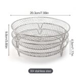3 Tier Round Stainless Steel Air Fryer Rack with Stackable Mesh Layers for Baking, Drying and Crisp Cooking in Ovens and Air Fryers - Image 8