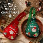Merry Christmas Mini Gift Pouch, Green Santa Treat Bag, Multi‑use Packaging Sack for Holiday Small Gifts - Image 2