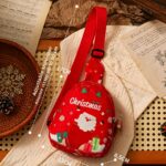 Merry Christmas Mini Gift Pouch, Red Santa Treat Bag, Portable Storage Pouch for Xmas Eve Apple & Tiny Presents