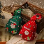 Merry Christmas Mini Gift Pouch, Red Santa Treat Bag, Portable Storage Pouch for Xmas Eve Apple & Tiny Presents - Image 4
