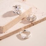 Niche Abstract Textured Ring Trio Set, Silver Irregular Lava Open Rings, Minimalist Daily Outfit Matching Accessory for Xmas Halloween Seasonal Gifts, Code 4541 - Image 3