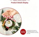 Christmas Pine Cone Triple Red Bell Tree Hanging Pendant, Indoor Xmas Layout Accessory Suitable for Christmas Holiday Gift Hampers, Model D5 - Image 2