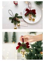 Christmas Pine Cone Triple Red Bell Tree Hanging Pendant, Indoor Xmas Layout Accessory Suitable for Christmas Holiday Gift Hampers, Model D5 - Image 6