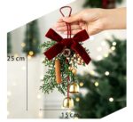 Christmas Pine Cone Triple Red Bell Tree Hanging Pendant, Indoor Xmas Layout Accessory Suitable for Christmas Holiday Gift Hampers, Model D5 - Image 8
