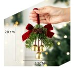 Christmas Pine Cone Triple Red Bell Tree Hanging Pendant, Indoor Xmas Layout Accessory Suitable for Christmas Holiday Gift Hampers, Model D5 - Image 9