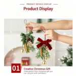 Christmas Pine Cone Wood Strip Double Red Bell Wreath Ornament, Xmas Tree Decor for Home Festival Styling and Christmas Exchange Gifts, Model D6 - Image 3