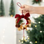 Classic Red Christmas Wreath Hanging Ornament, Xmas Tree & Door Decor for Holiday Atmosphere and Christmas Gift Packaging, Model D8